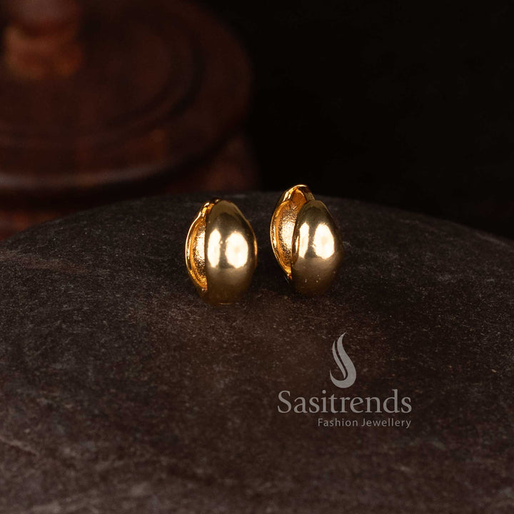 Captivating One Gram Micro Gold Plated Guaranteed Bold Oval Dome Stud Earrings - Sasitrends