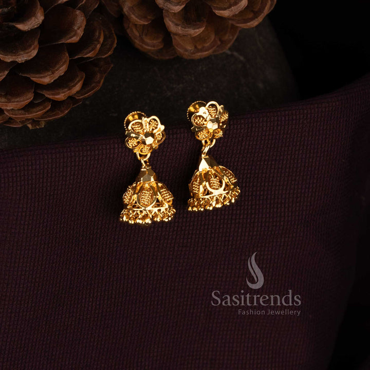 Sasitrends temple style jhumka earrings collection with detailed patterns and classic structure
