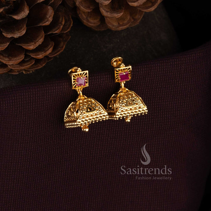 Sasitrends temple style jhumka earrings collection with detailed patterns and classic structure 