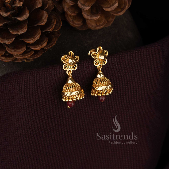 Sasitrends temple style jhumka earrings collection with detailed patterns and classic structure 