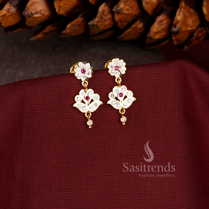 Stunning Impon One Gram Micro Gold Plated Floral Drop Earrings – Sasitrends