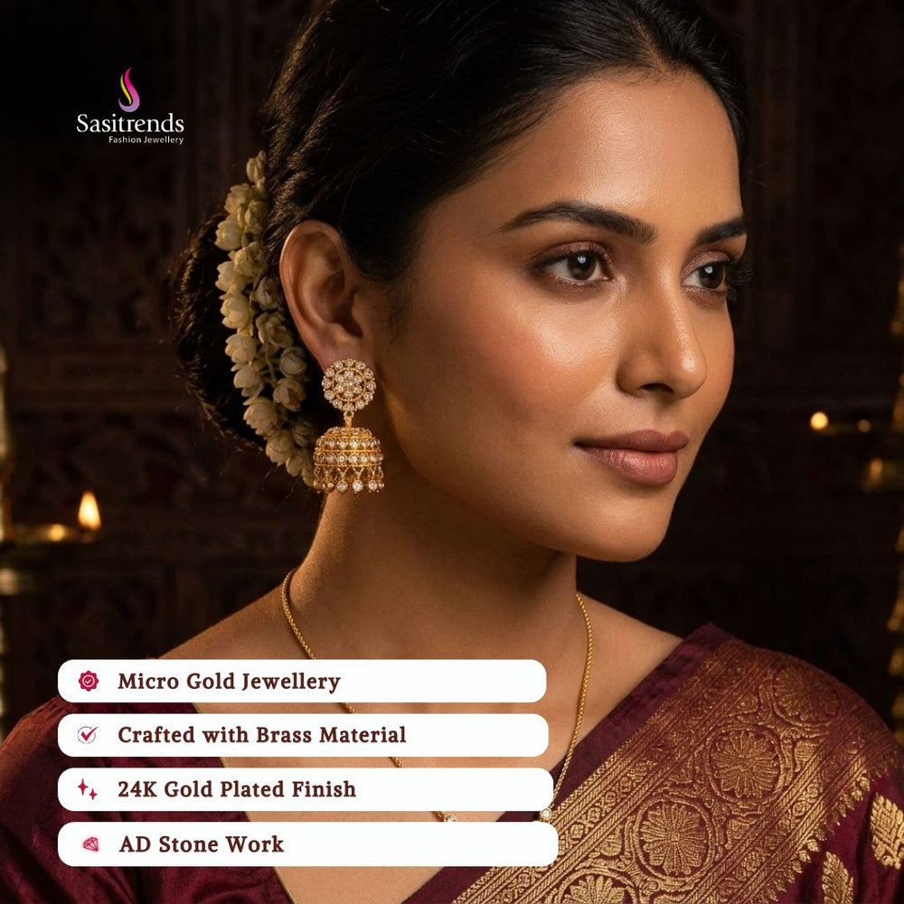 Micro gold plated earrings model image - Sasitrends