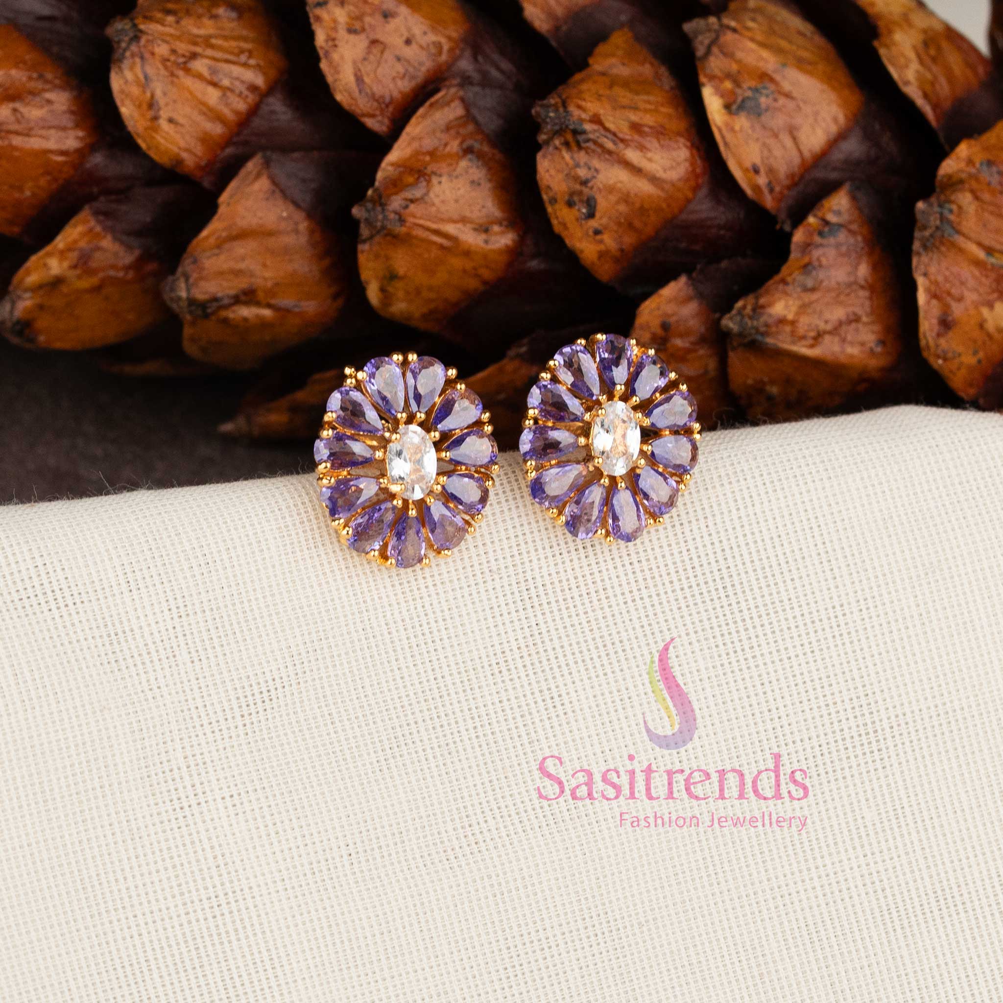 Elegant colorful oval stone studs guaranteed to look like real gold - sasitrends