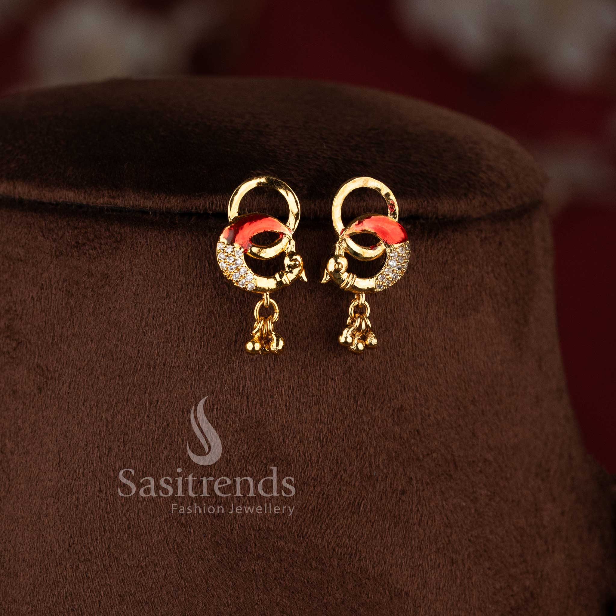 Designer temple necklace set with traditional Lakshmi pendant and matching ethnic earrings - Sasitrends.