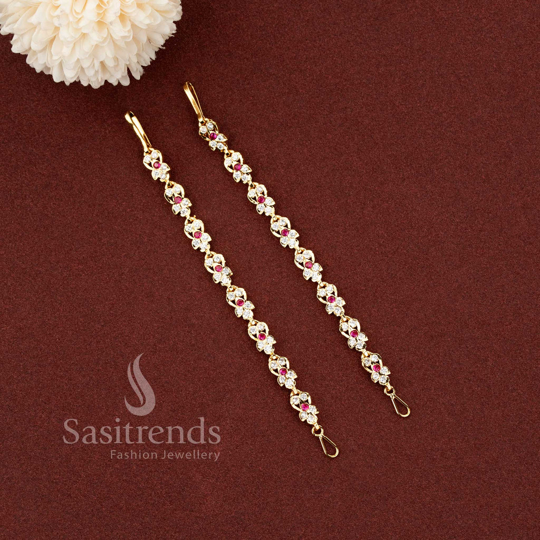 Sasitrends Impon micro gold plated floral Gati Matil with elegant traditional festive hair jewellery styling for women