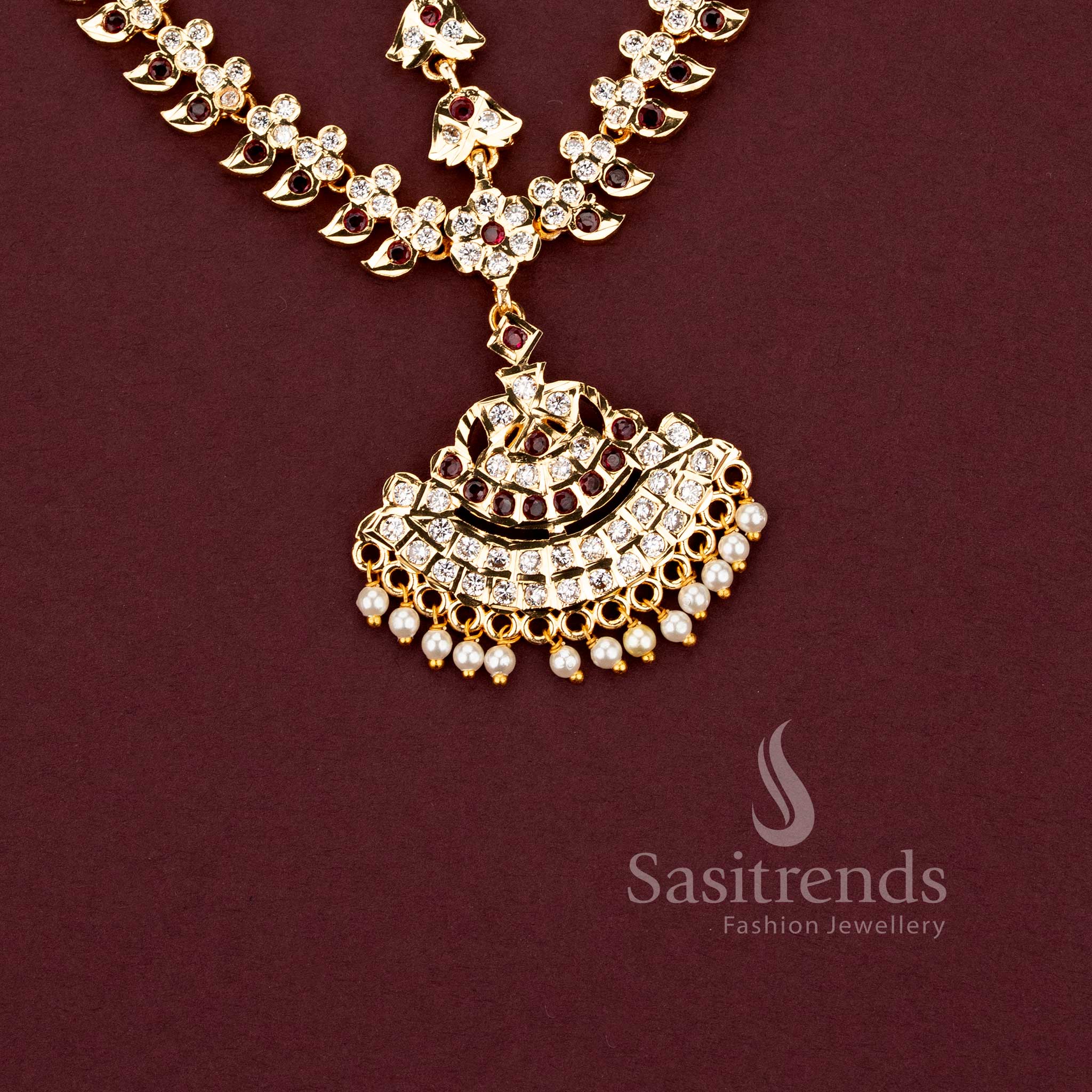 Guaranteed 24 carat look gold plated traditional bridal hair ornament ensemble for grand silk sarees.
