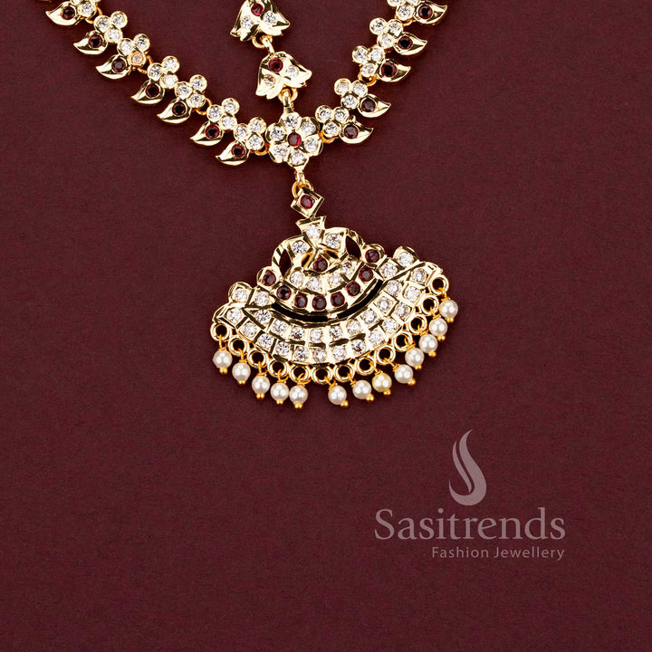 Guaranteed 24 carat look gold plated traditional bridal hair ornament ensemble for grand silk sarees.
