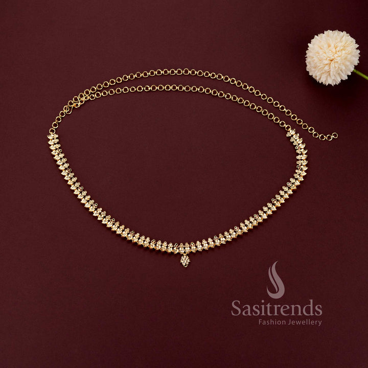 Guaranteed 24 carat look gold plated traditional bridal waist belt ornament ensemble for grand silk sarees