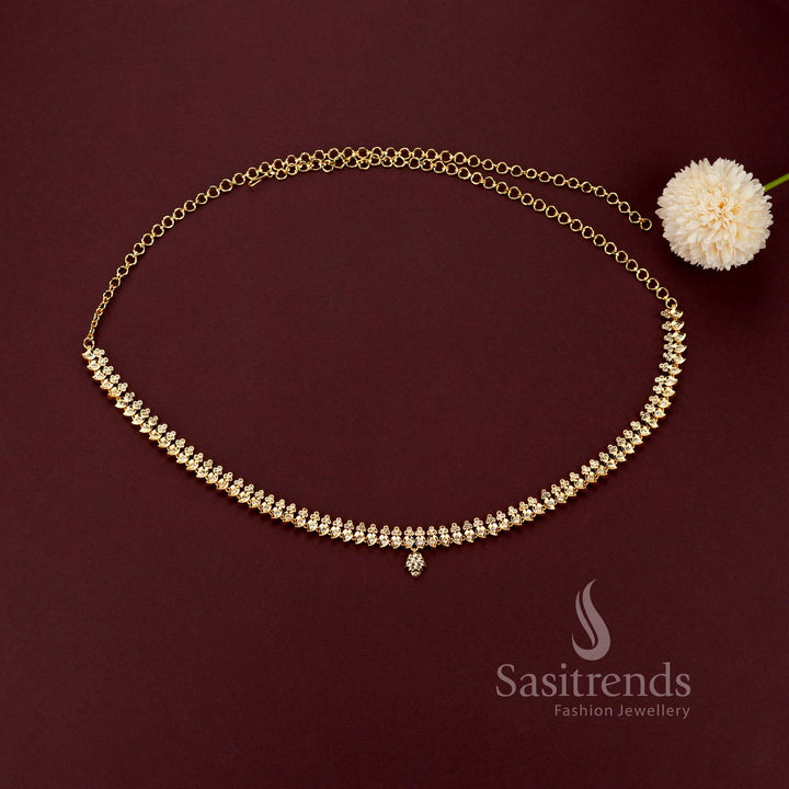 Guaranteed 24 carat look gold plated traditional bridal waist belt ornament ensemble for grand silk sarees