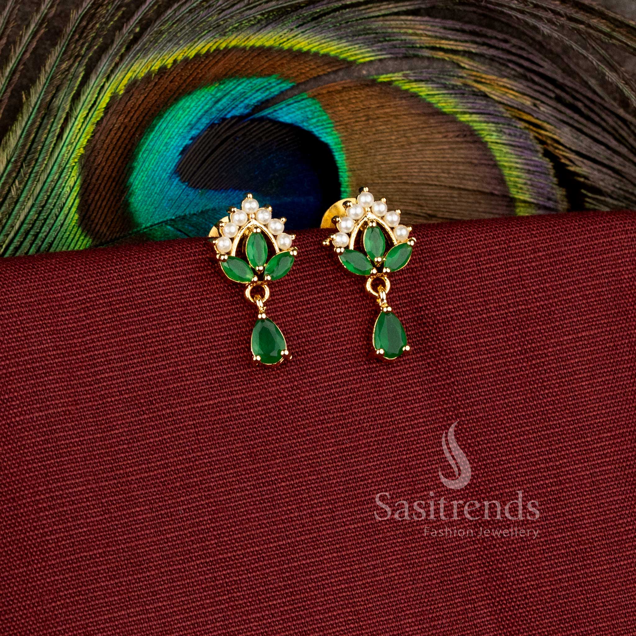 Stylish imitation jewellery earrings crafted with floral motifs and elegant drop detailing - Sasitrends
