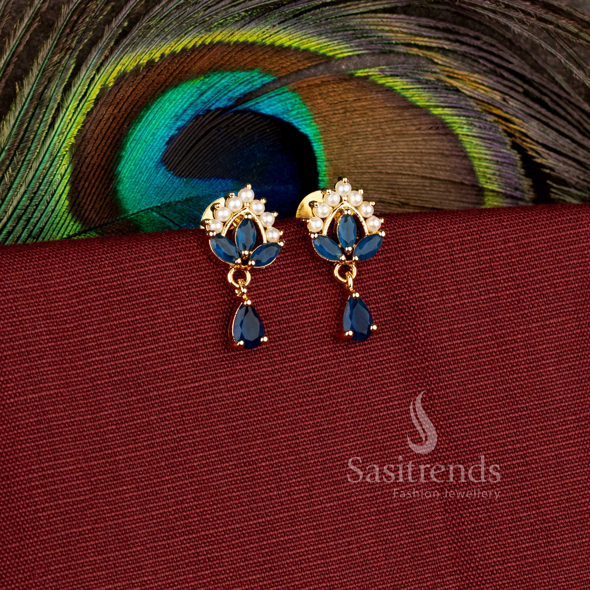 Stylish imitation jewellery earrings crafted with floral motifs and elegant drop detailing - Sasitrends