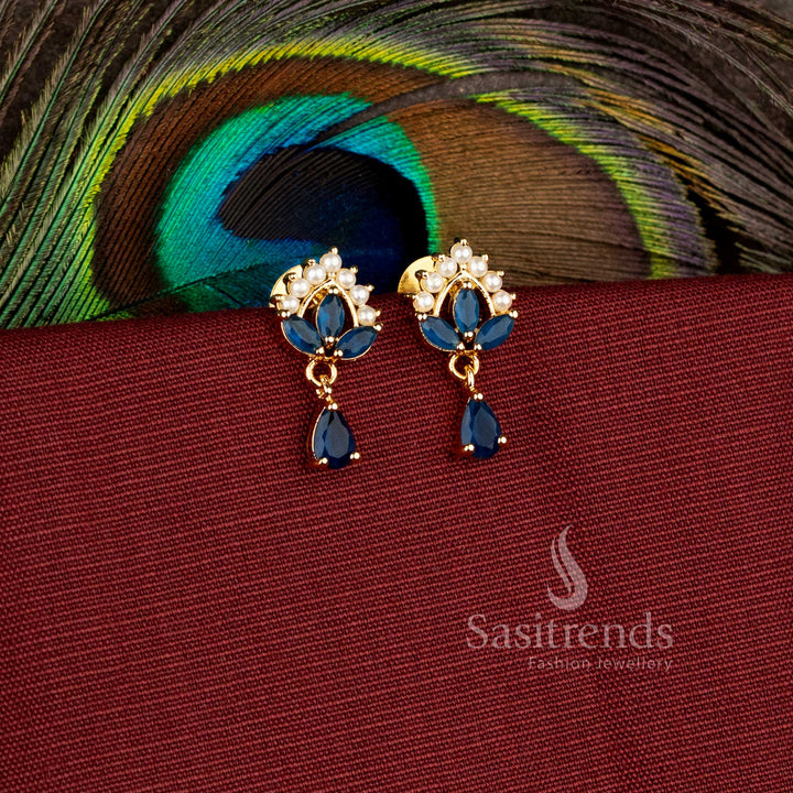 Stylish imitation jewellery earrings crafted with floral motifs and elegant drop detailing - Sasitrends