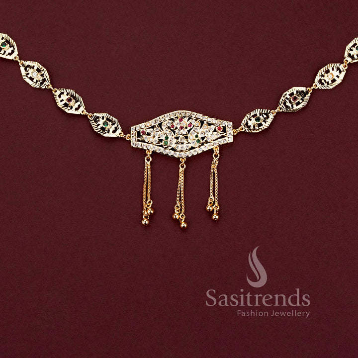 Guaranteed 24 carat look gold plated traditional bridal waist belt ornament ensemble for grand silk sarees.
