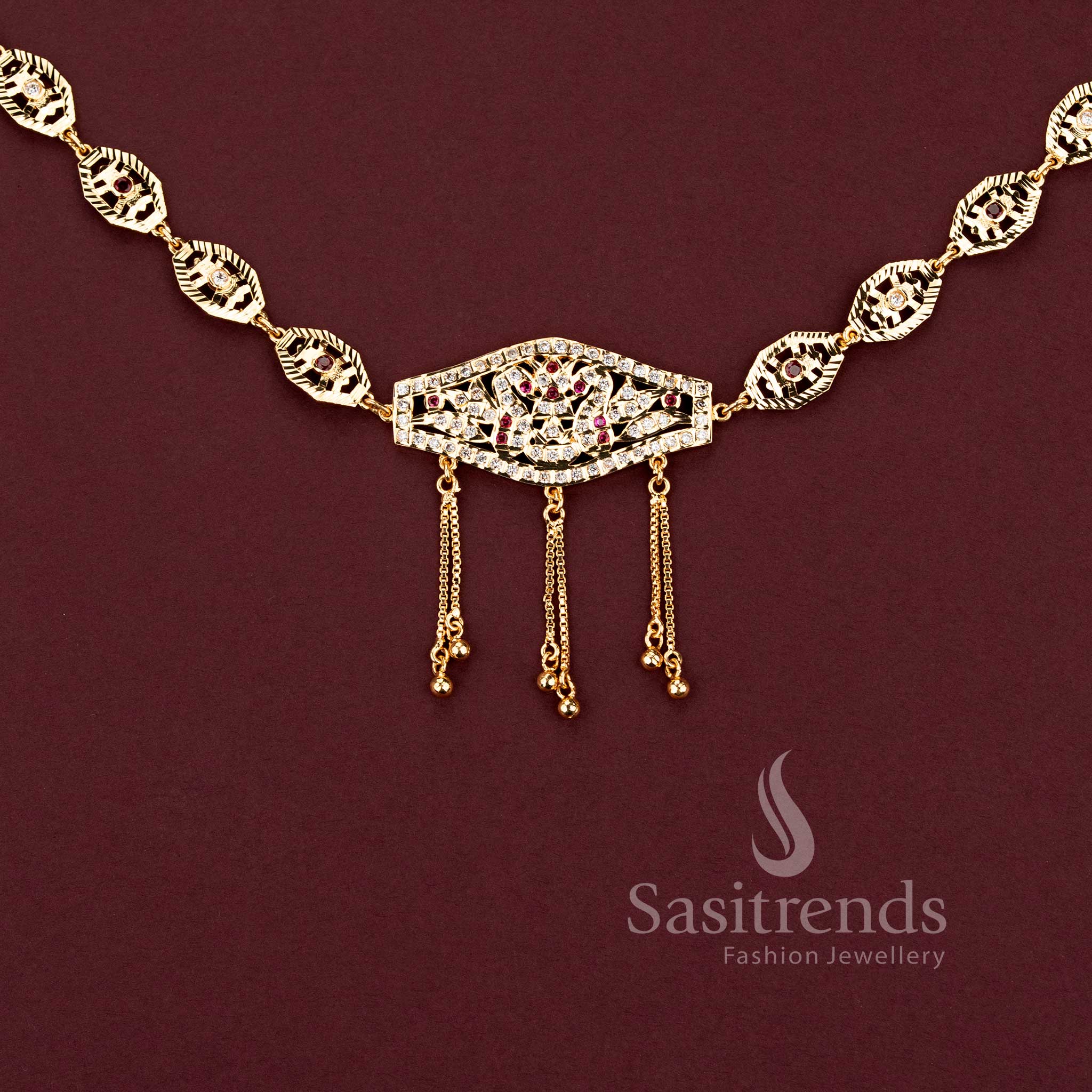 Guaranteed 24 carat look gold plated traditional bridal waist belt ornament ensemble for grand silk sarees.