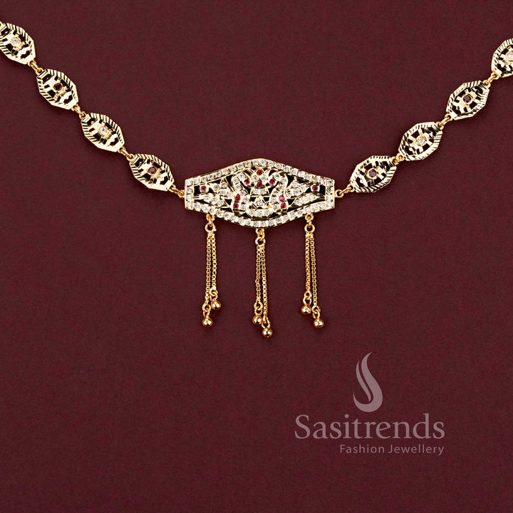 Guaranteed 24 carat look gold plated traditional bridal waist belt ornament ensemble for grand silk sarees.