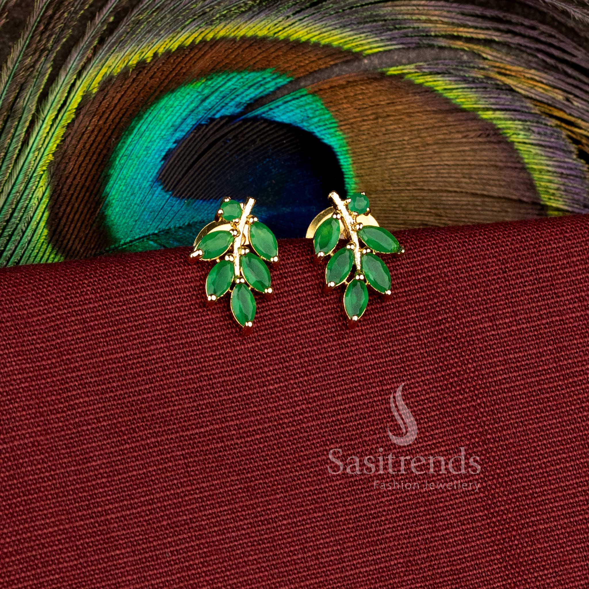 Designer nature inspired one gram micro gold plated earrings for women - Sasitrends