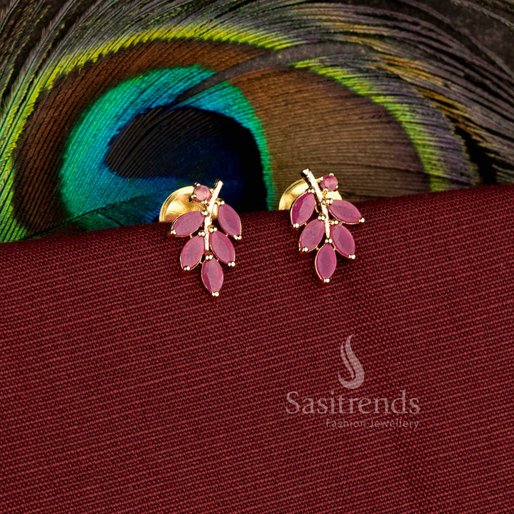 Elegant festive wear earrings designed with sparkling leaf stone patterns - Sasitrends