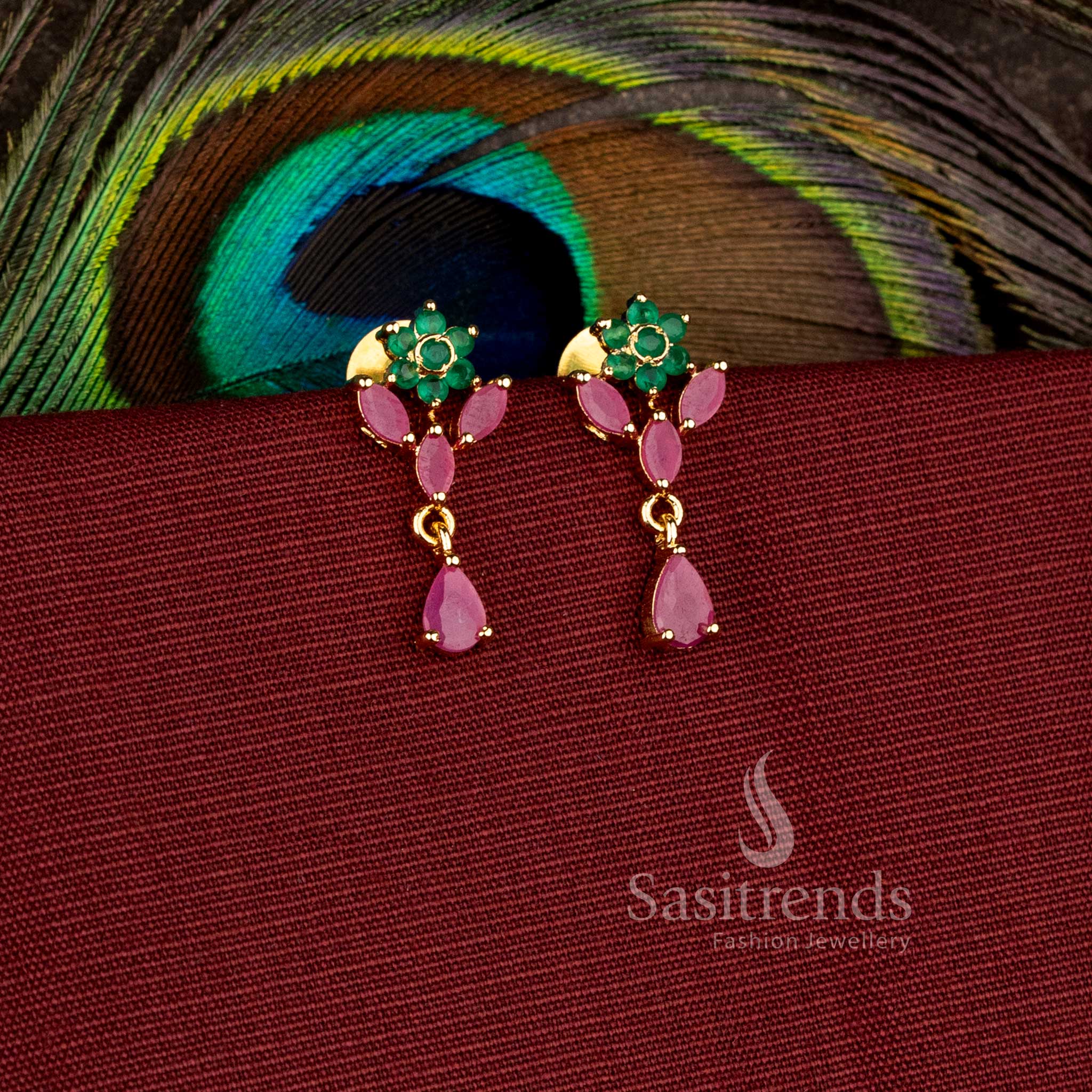  Elegant blossom drop earrings designed with sparkling stone craftsmanship - Sasitrends