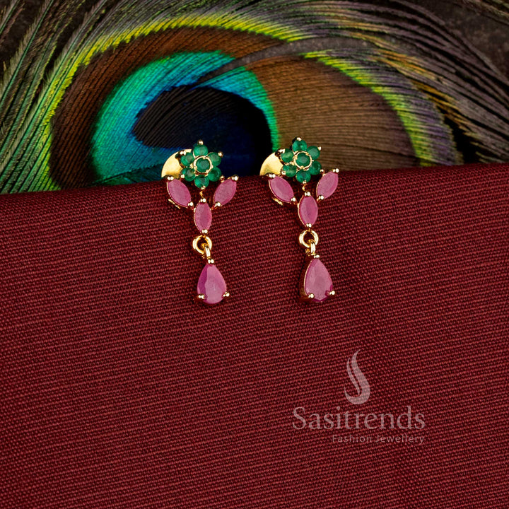  Elegant blossom drop earrings designed with sparkling stone craftsmanship - Sasitrends