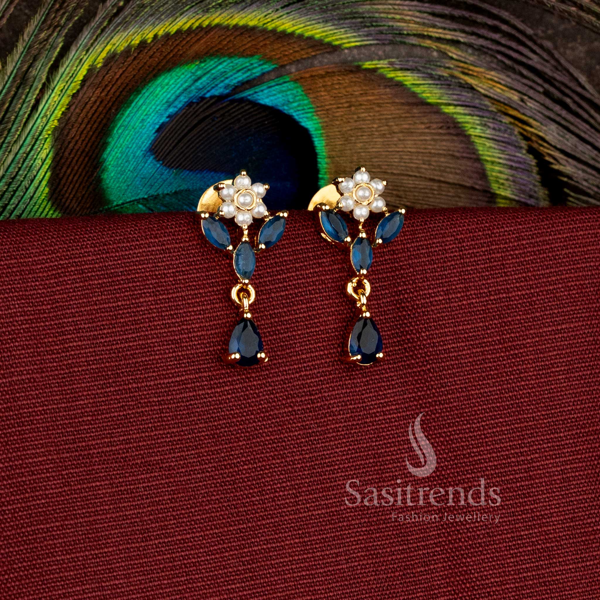 Elegant blossom drop earrings designed with sparkling stone craftsmanship - Sasitrends