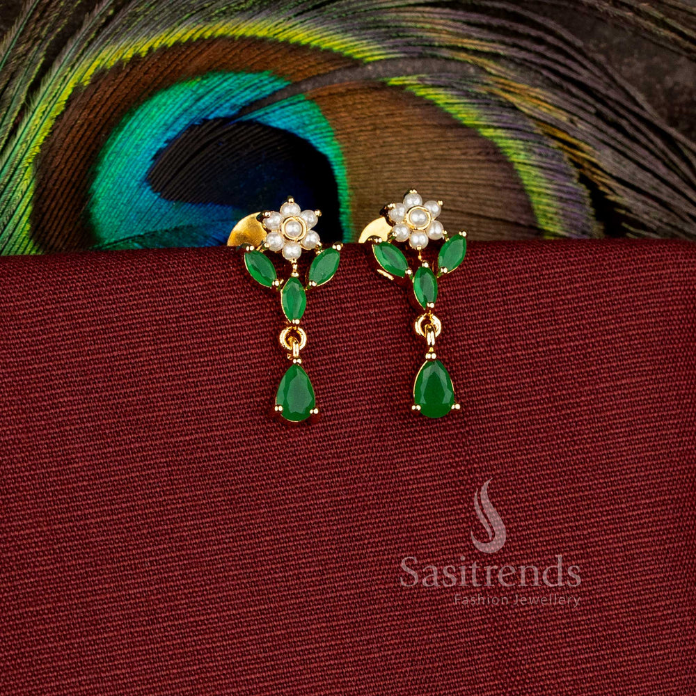  Elegant blossom drop earrings designed with sparkling stone craftsmanship - Sasitrends