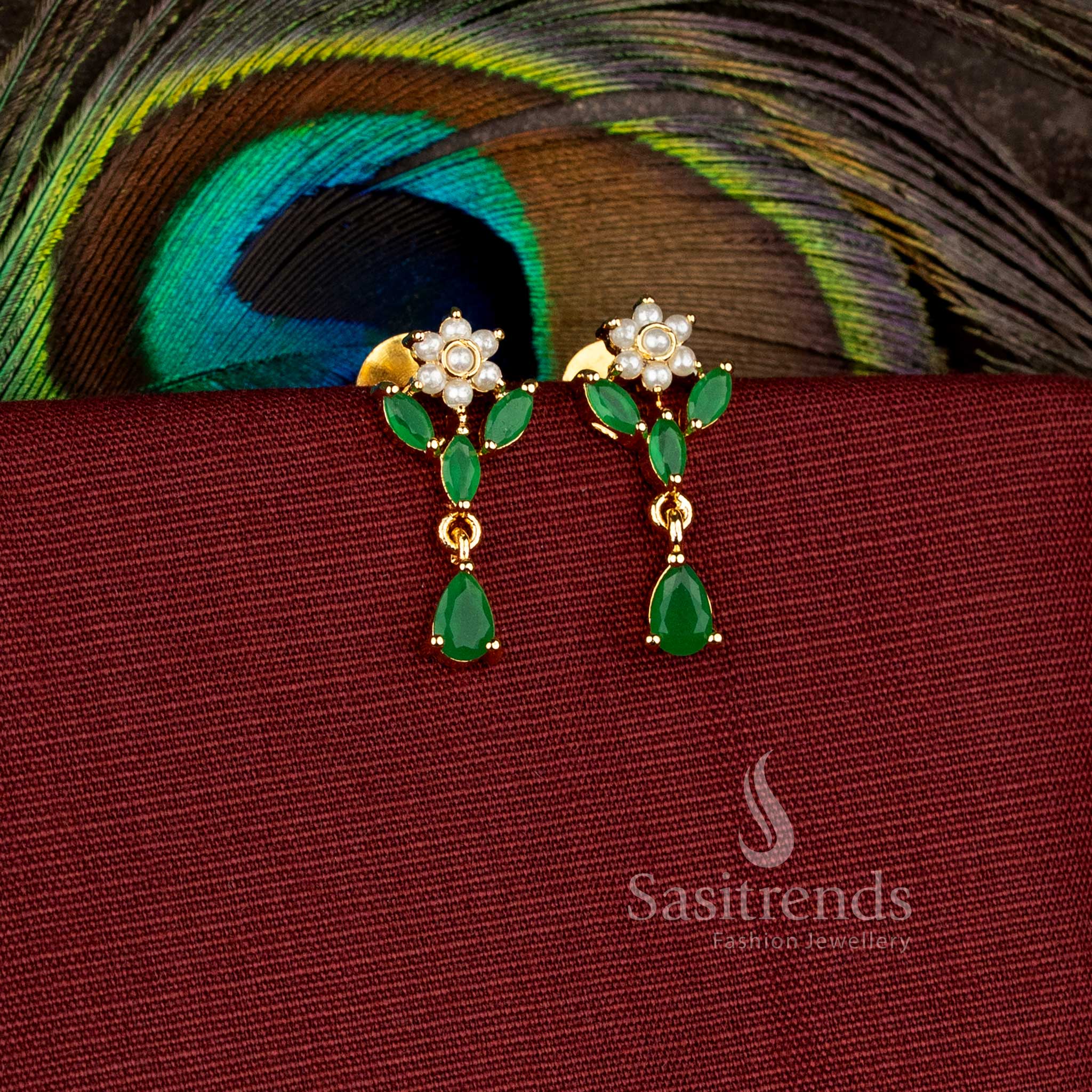  Elegant blossom drop earrings designed with sparkling stone craftsmanship - Sasitrends