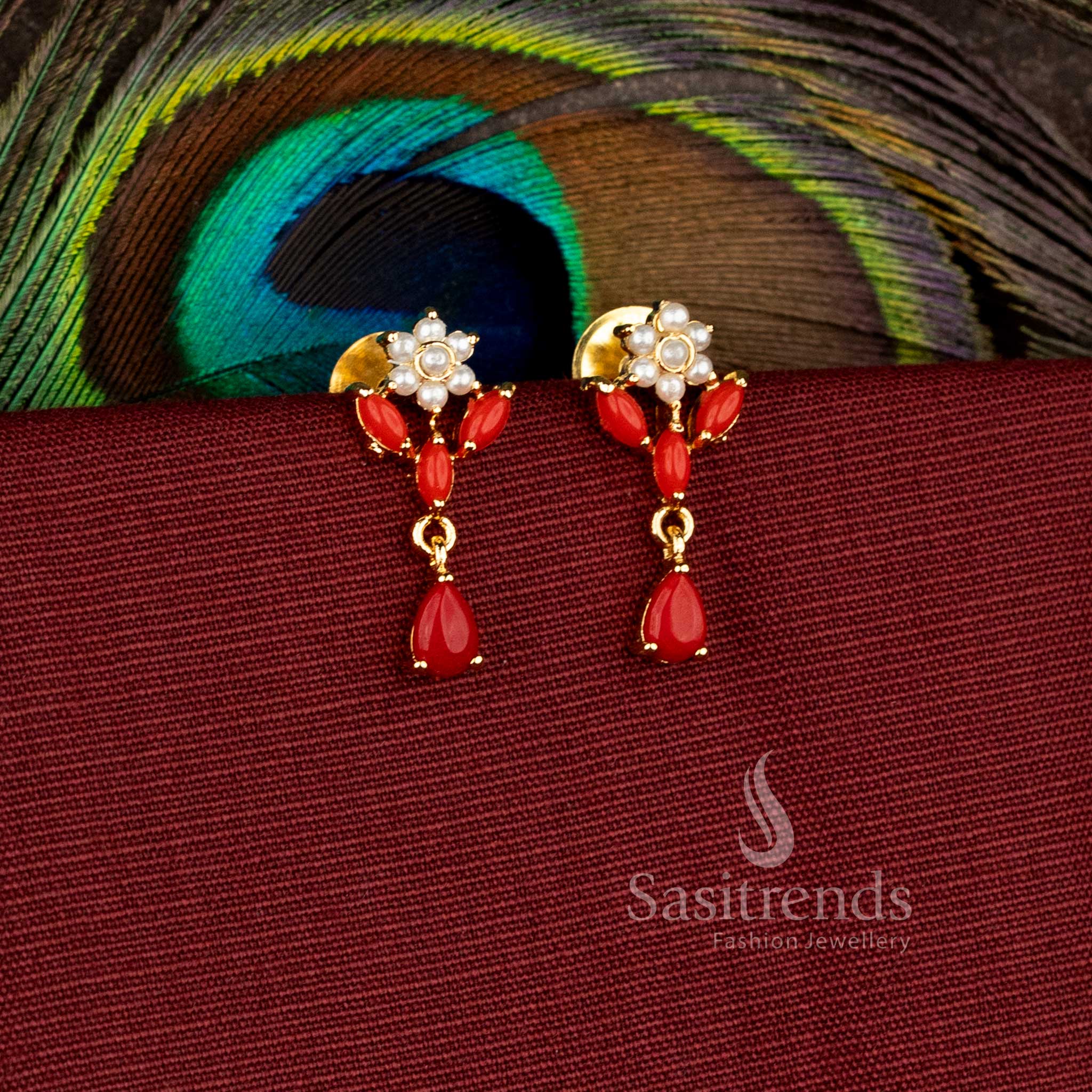  Elegant blossom drop earrings designed with sparkling stone craftsmanship - Sasitrends