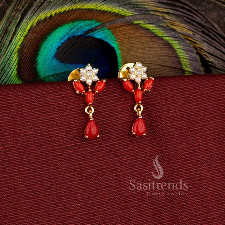  Elegant blossom drop earrings designed with sparkling stone craftsmanship - Sasitrends