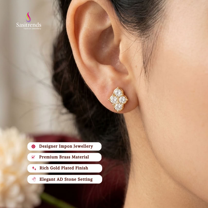 Traditional wear impon micro gold plated AD stone earrings - Sasitrends