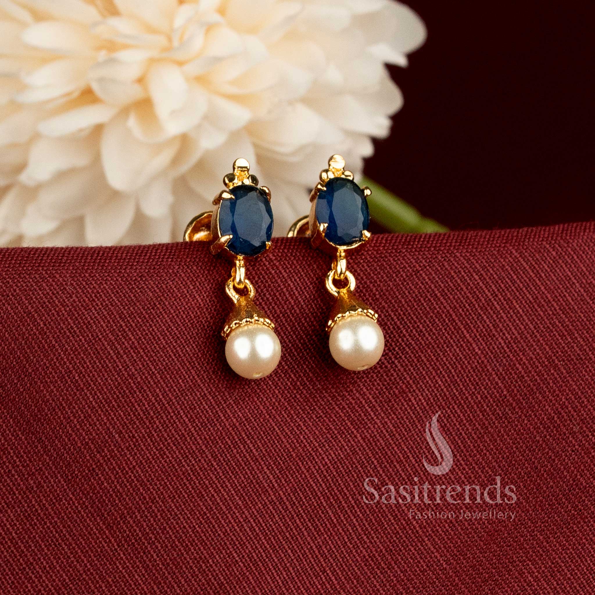Impon Oval Stone Pearl Drop Earrings for Women - Sasitrends