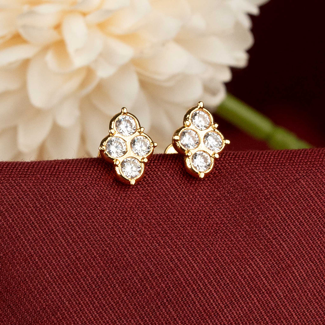 Impon 24K One Gram Gold Plated Floral Cluster Stud Earrings for Festive Wear - Sasitrends
