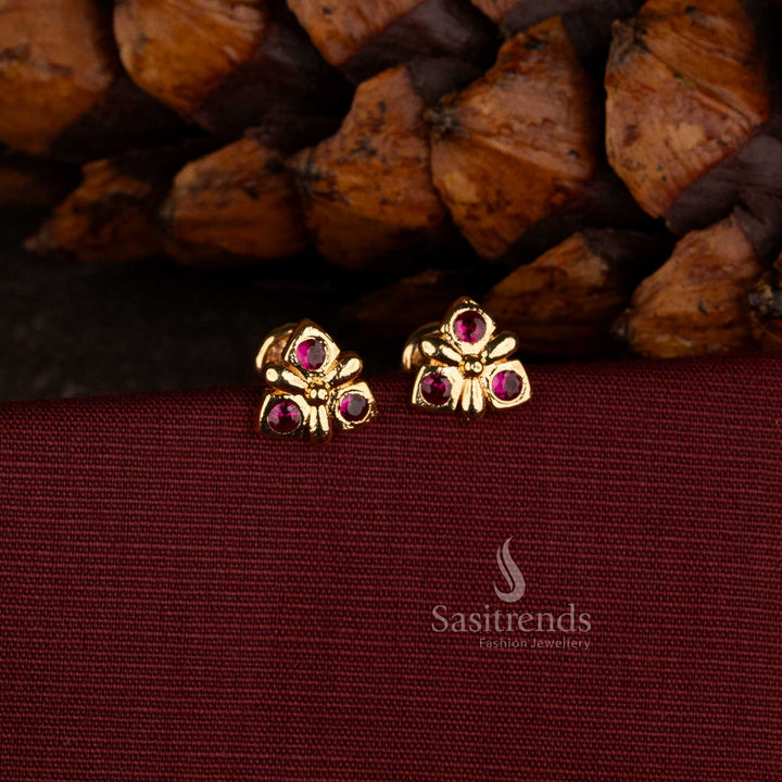 Impon Gold-Look American Diamond Stud Earrings for Weddings, Temple Functions and Festive Celebrations - Sasitrends