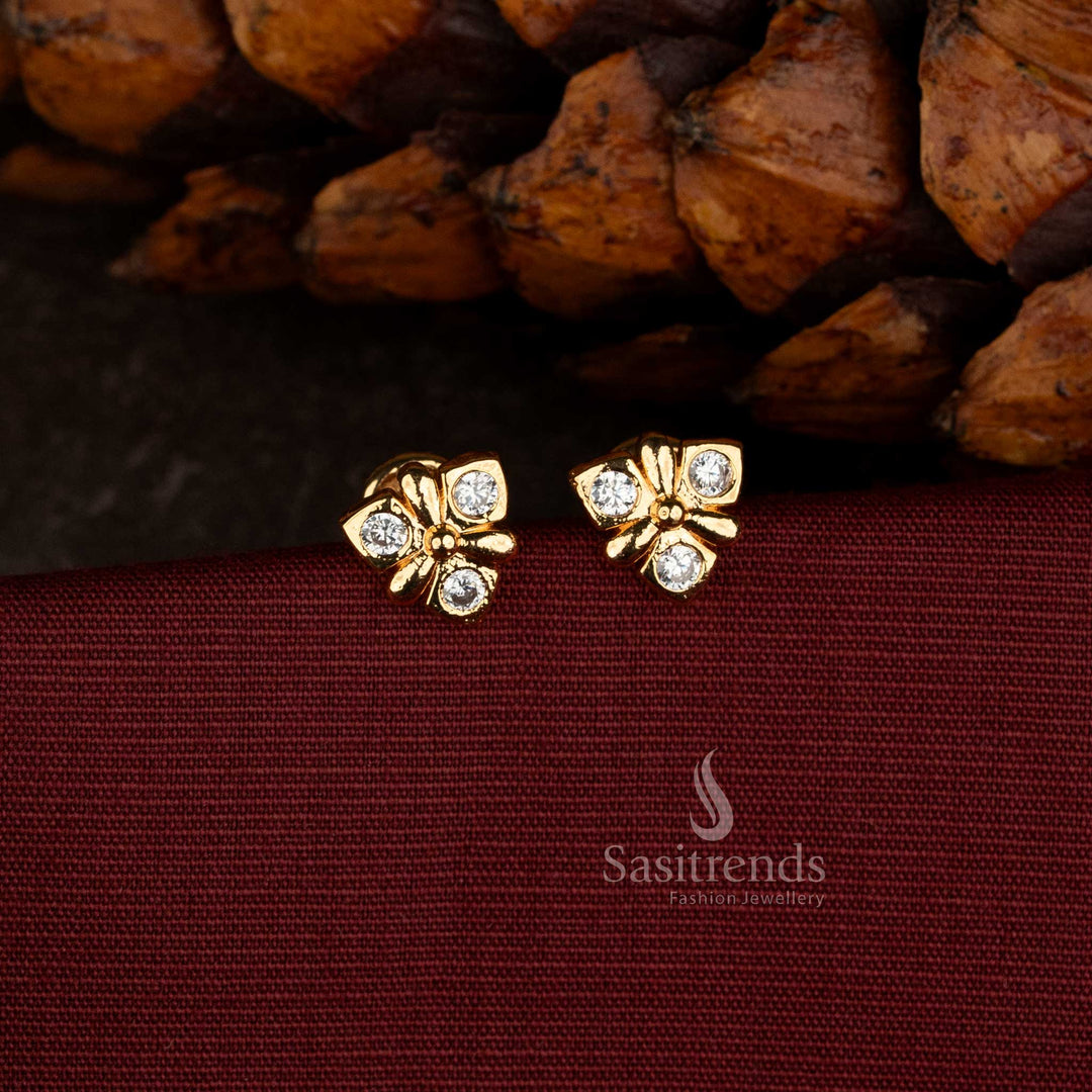 Impon Gold-Look American Diamond Stud Earrings for Weddings, Temple Functions and Festive Celebrations - Sasitrends
