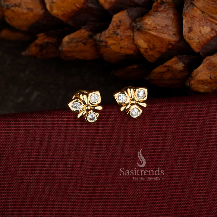 Impon Gold-Look American Diamond Stud Earrings for Weddings, Temple Functions and Festive Celebrations - Sasitrends