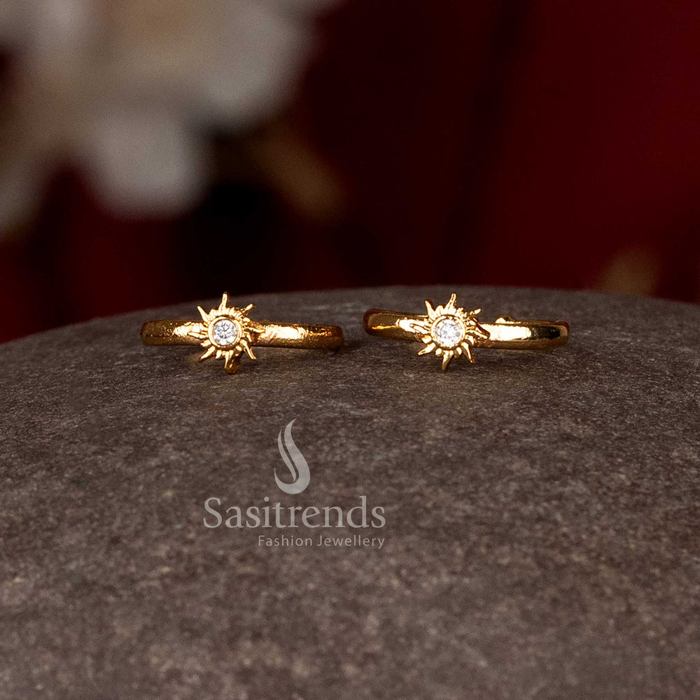 Impon addigai toe rings featuring radiant sun-inspired pattern with rich gold-like finish - Sasitrends