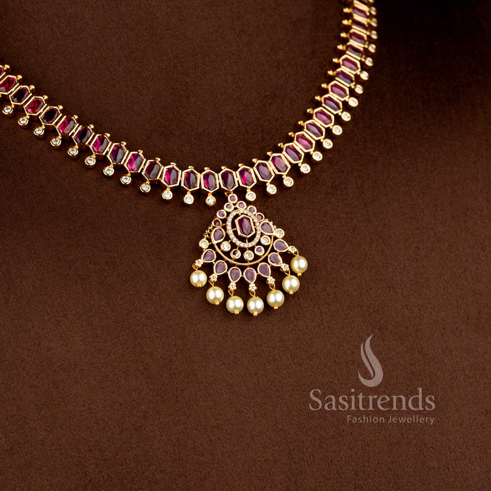 Elegant American Diamond pendant necklace that looks like real gold - Sasitrends