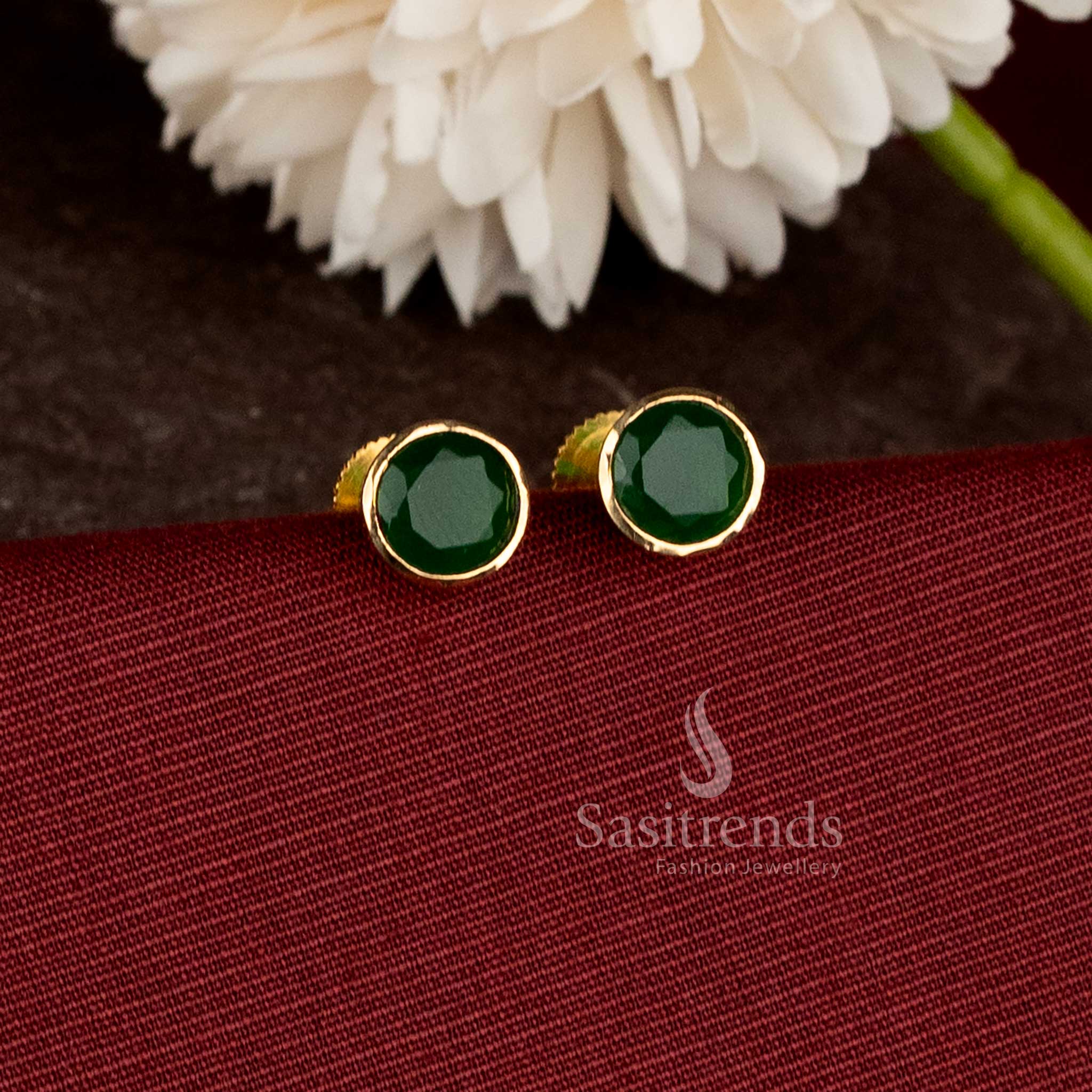Round Stud Micro Gold Plated Earrings featuring a simple and elegant design suitable for office wear and everyday styling - Sasitrends
