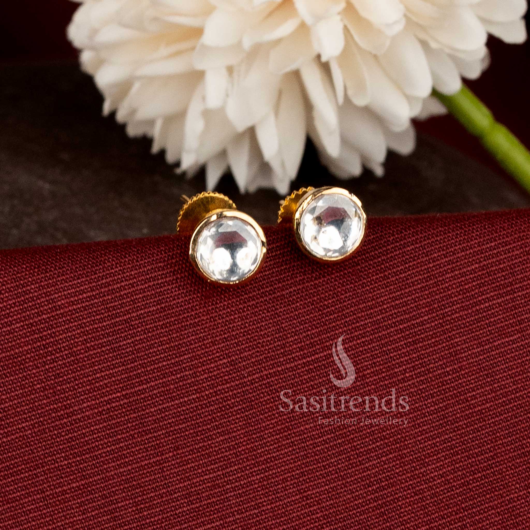 Round Stud Micro Gold Plated Earrings featuring a simple and elegant design suitable for office wear and everyday styling - Sasitrends