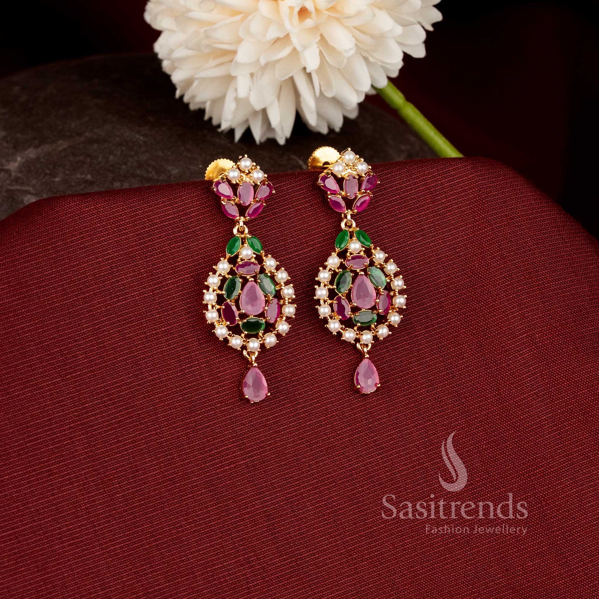 legant Imperial Teardrop earrings crafted with detailed ornamental patterns and timeless jewellery artistry for women - Sasitrends.