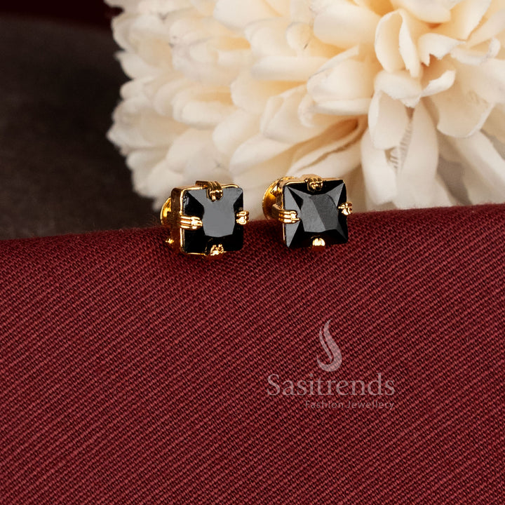 Elegant square stone stud earrings suitable for office wear, festive occasions, and daily styling - Sasitrends.