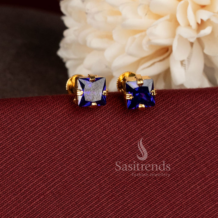 Elegant square stone stud earrings suitable for office wear, festive occasions, and daily styling - Sasitrends.