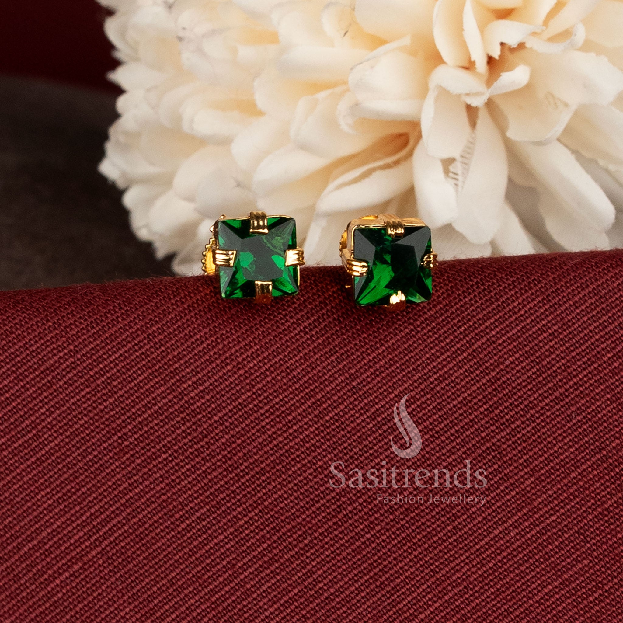 Elegant square stone stud earrings suitable for office wear, festive occasions, and daily styling - Sasitrends
