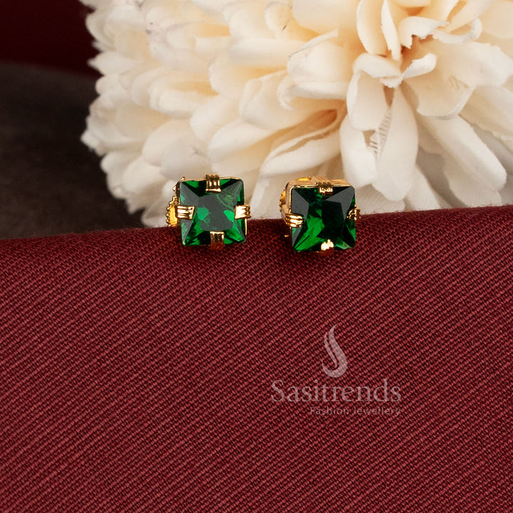 Elegant square stone stud earrings suitable for office wear, festive occasions, and daily styling - Sasitrends