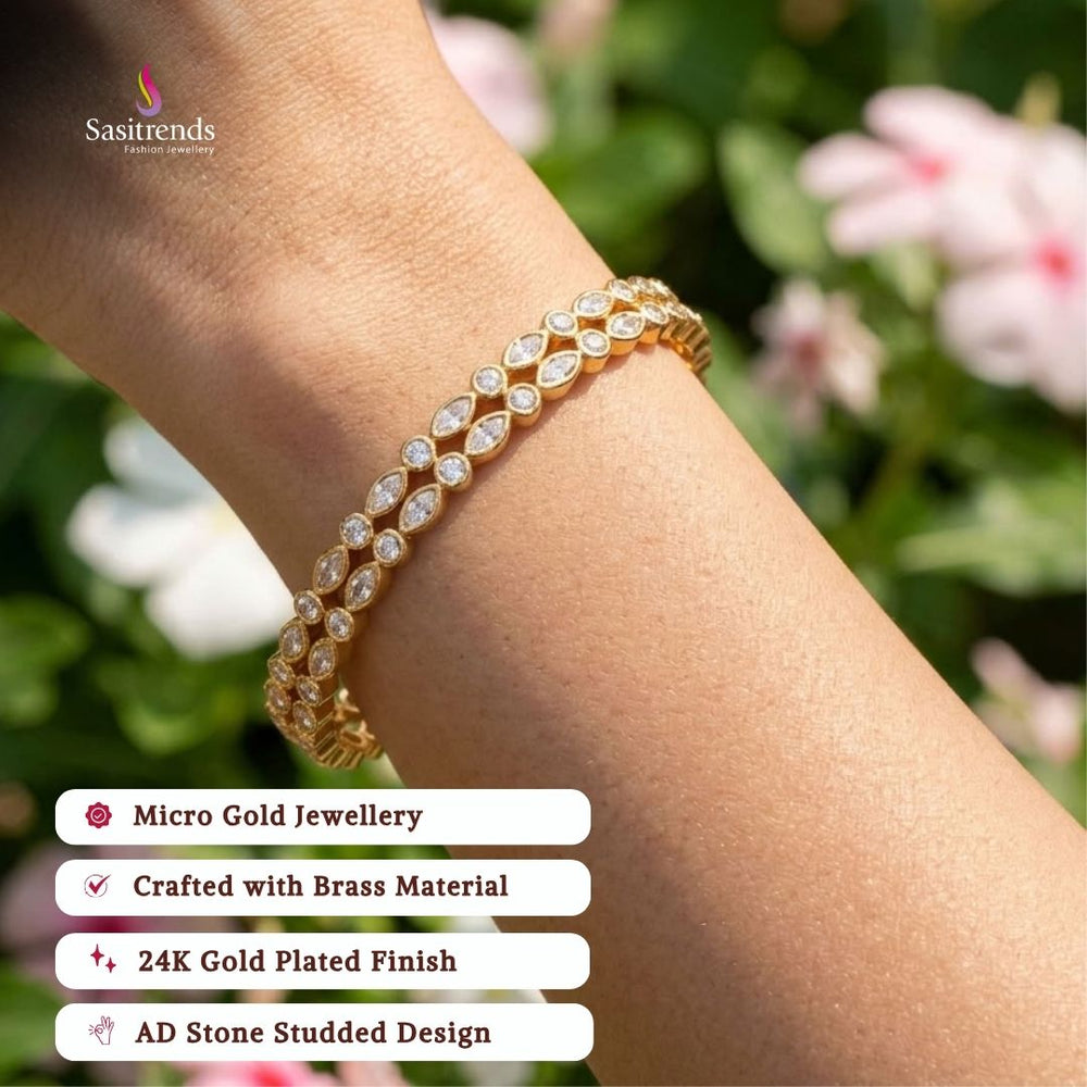 Engagement wear micro gold plated AD stone bangles - Sasitrends