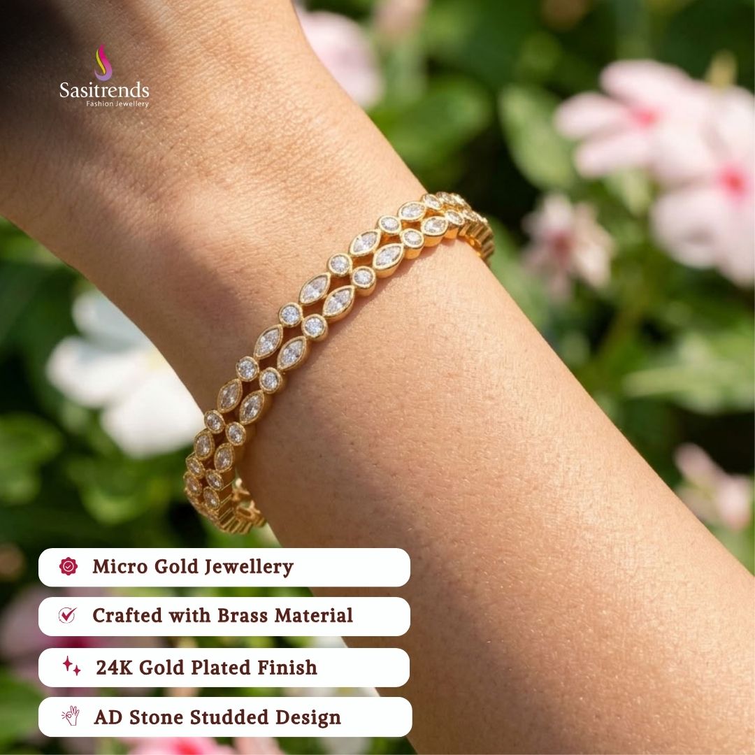 Engagement wear micro gold plated AD stone bangles - Sasitrends