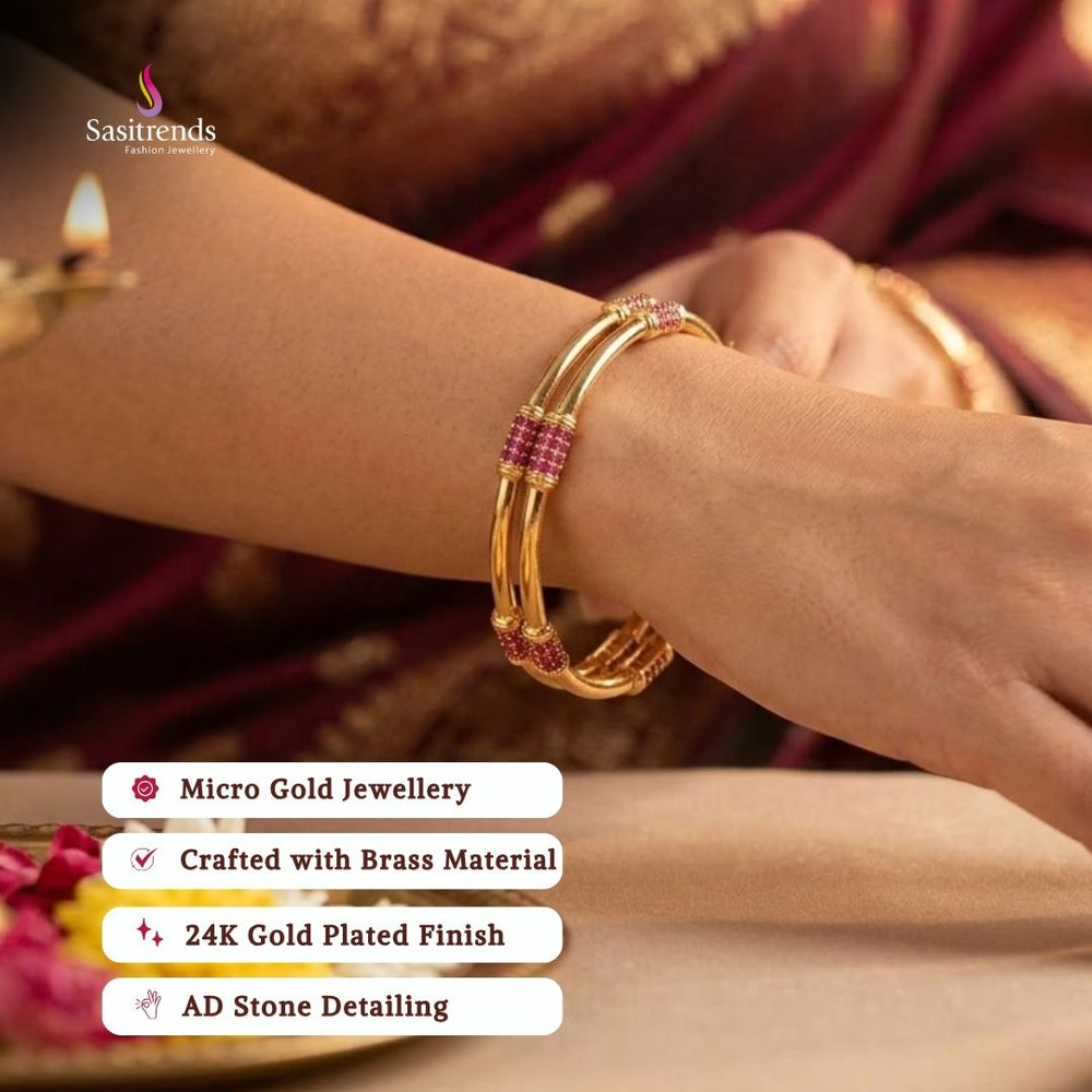 Engagement wear micro gold plated AD stone bangles - Sasitrends