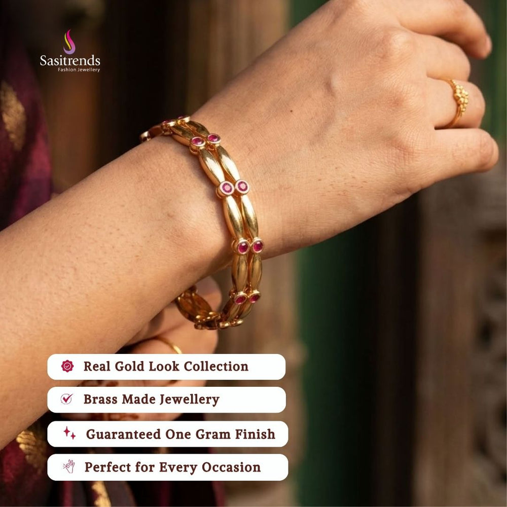 Engagement wear micro gold plated AD stone bangles - Sasitrends