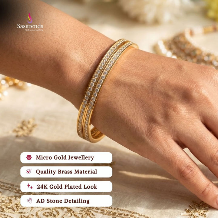 Engagement wear micro gold plated AD stone bangles - Sasitrends