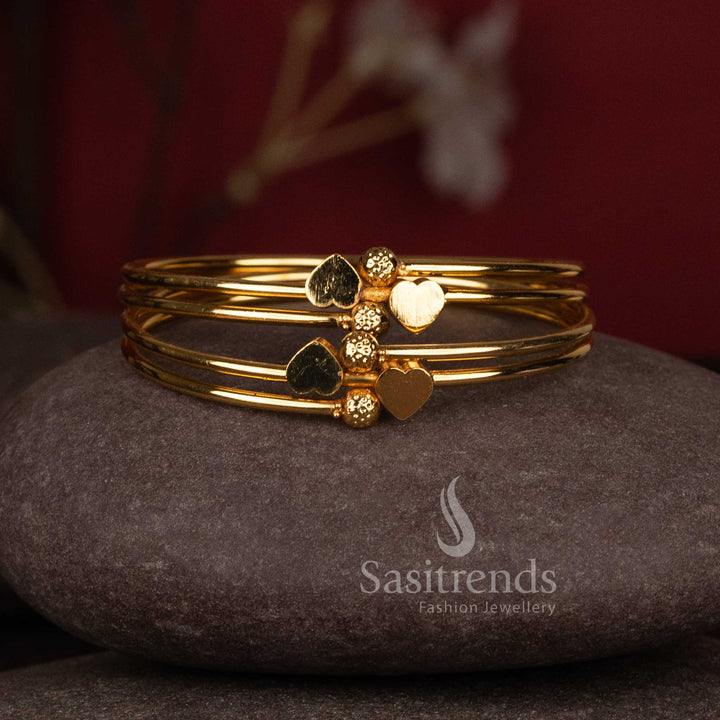 Elegant thin stackable bypass bangles with brilliant plain gold appearance - Sasitrends