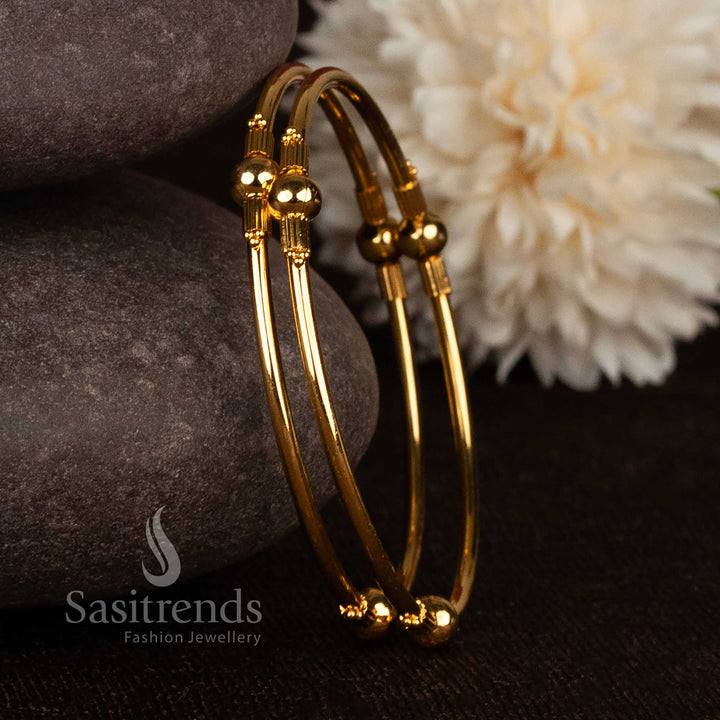 Elegant Micro Gold Plated Central Ball Lined Spacer Bangles for Daily Wear - Sasitrends